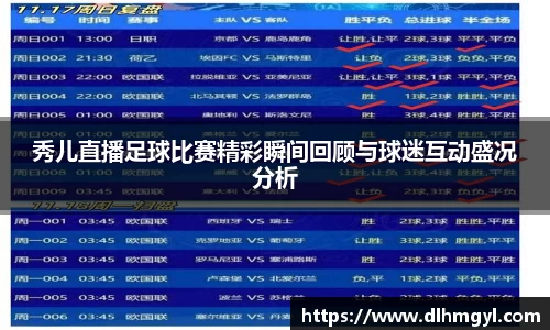 秀儿直播足球比赛精彩瞬间回顾与球迷互动盛况分析