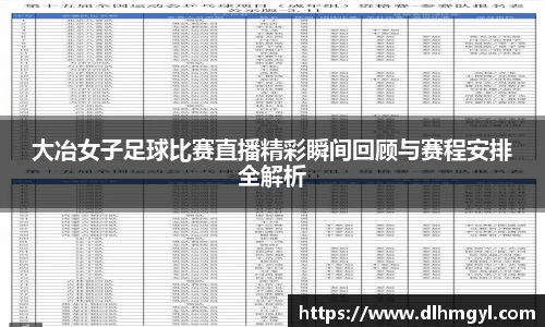 大冶女子足球比赛直播精彩瞬间回顾与赛程安排全解析